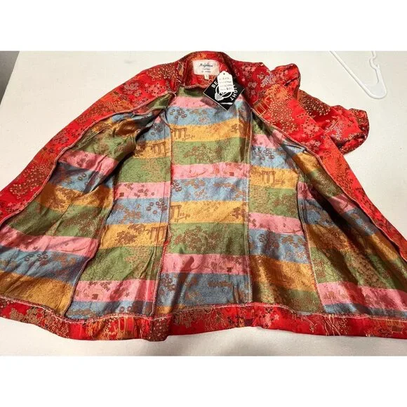 Blight Hernandez One-of-One Vintage Naplian Red Brocade Art Jacket Sz 12 - Picture 13 of 13